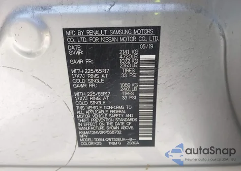 2019 Nissan Rogue Sv из США, поврежденный, VIN KNMAT2MV2KP558732